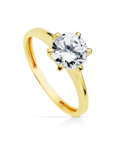 Solitario oro 18k amarillo circonita 7mm