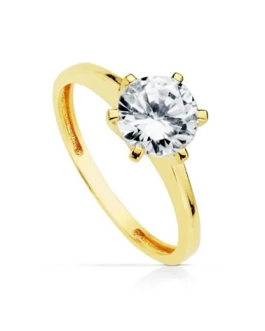 Solitario oro 18k amarillo circonita 7mm
