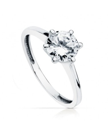 Solitario oro 18k blanco circonita 7mm