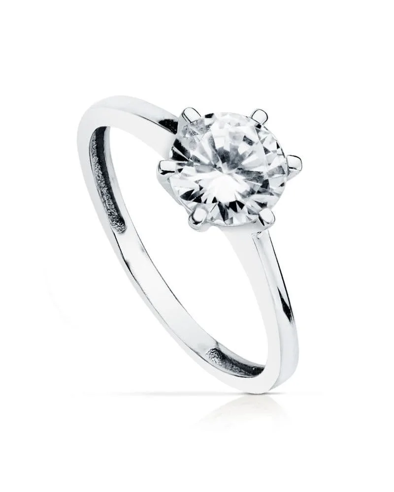Solitario oro 18k blanco circonita 7mm
