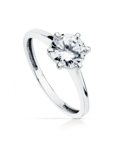 Solitario oro 18k blanco circonita 7mm