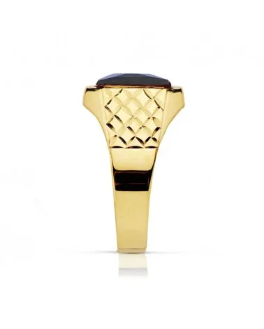 Sello oro 18k espinela color zafiro 9x7mm niño