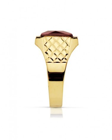 Sello oro 18k piedra rubí tallada 9x7 mm