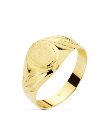 Sello oro 18k amarillo grabado oval 7x6 mm niño