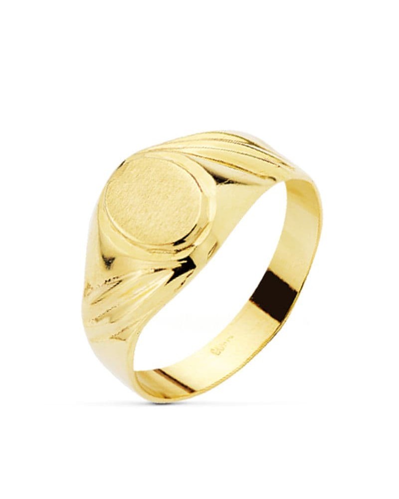Sello oro 18k amarillo grabado oval 7x6 mm niño