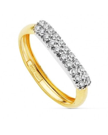 Sortija oro 18k bicolor barra circonitas 3,5mm