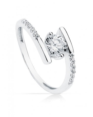 Anillo solitario oro 18k blanco circonita 5,5mm