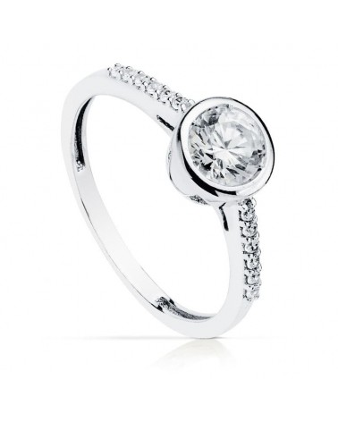 Anillo solitario oro blanco 18k circonita 5,5 mm