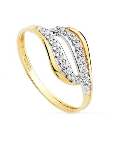 Sortija oro 18k bicolor circonitas 9mm