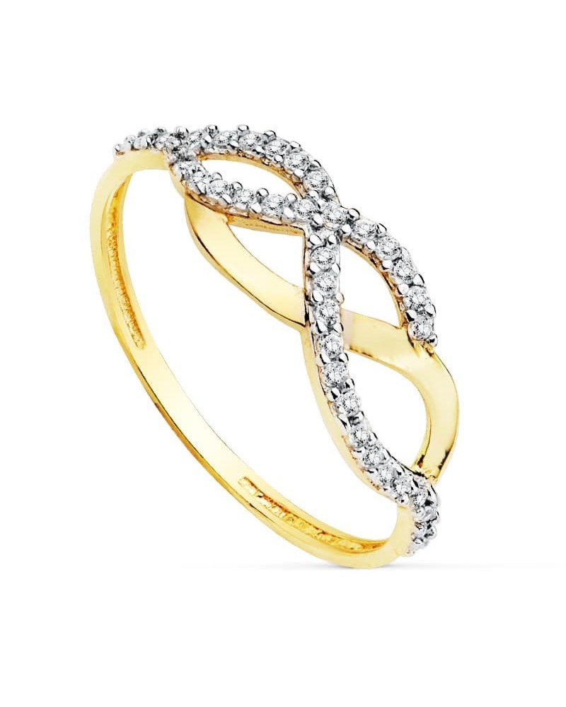 Sortija oro 18k bicolor circonitas diseño infinito