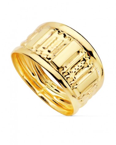 Sortija oro 18k amarillo tallada brillo 10mm