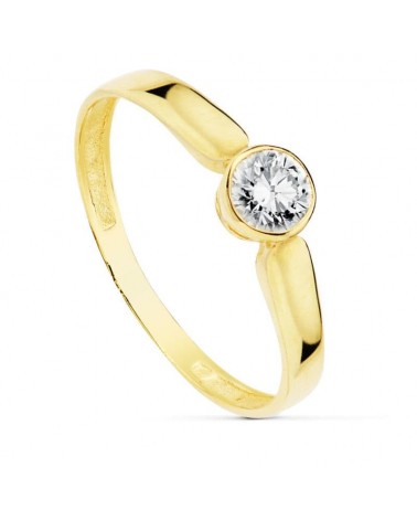 Solitario oro 18k circonita chatón 4,5 mm