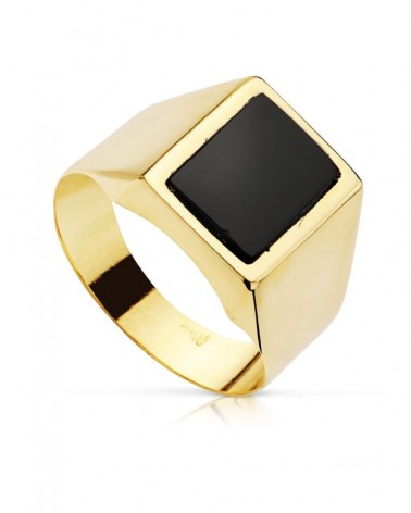 Sello oro 18k amarillo ónice cuadrado 10x8mm