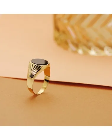 Sello oro 18k amarillo ónice oval 12x10mm