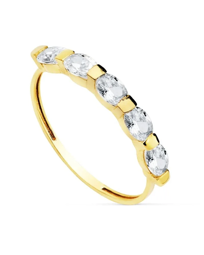 Anillo oro amarillo 18k cinco piedras ovaladas 4x3 mm