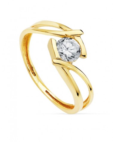 Anillo solitario oro 18k amarillo circonita 5mm
