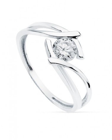 Solitario oro blanco 18k circonita 5mm