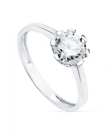 Solitario oro blanco 18k circonita 7 mm