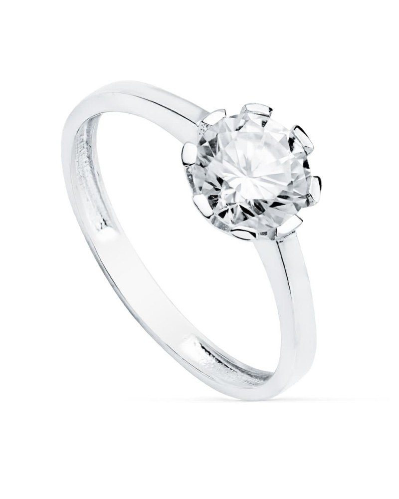 Solitario oro blanco 18k circonita 7 mm