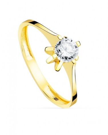 Solitario oro 18k amarillo circonita 5mm