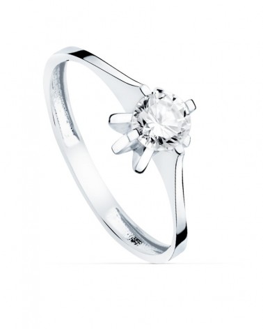 Solitario oro 18k blanco circonita 5mm