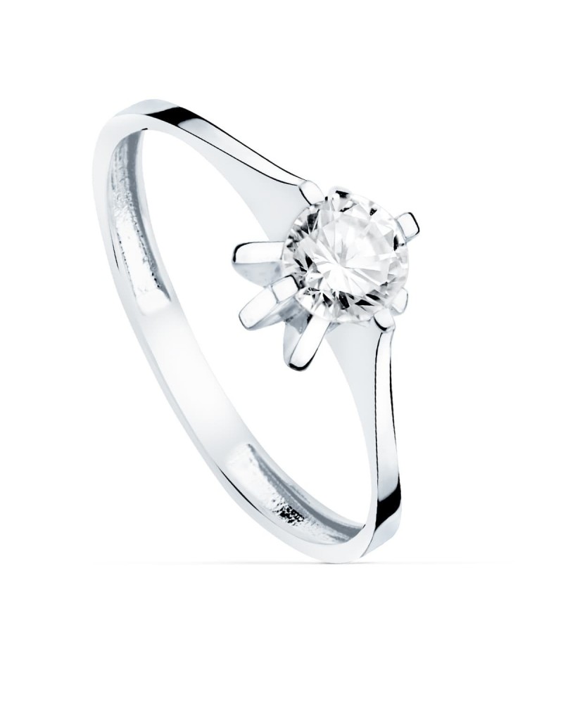 Solitario oro 18k blanco circonita 5mm