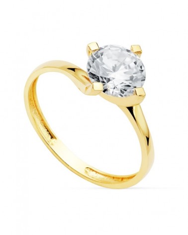 Solitario oro 18k circonita 7mm 4 garras