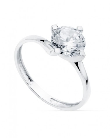 Solitario oro 18k blanco circonita 7mm