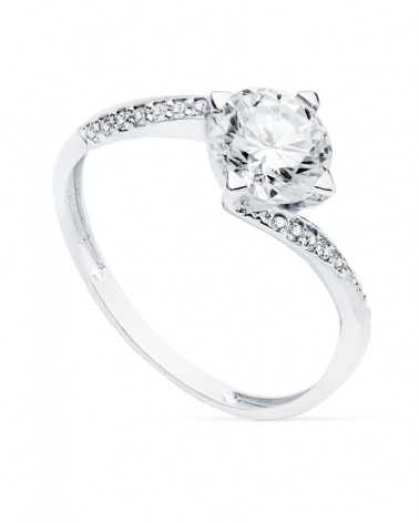 Anillo solitario oro blanco 18k circonita 7mm