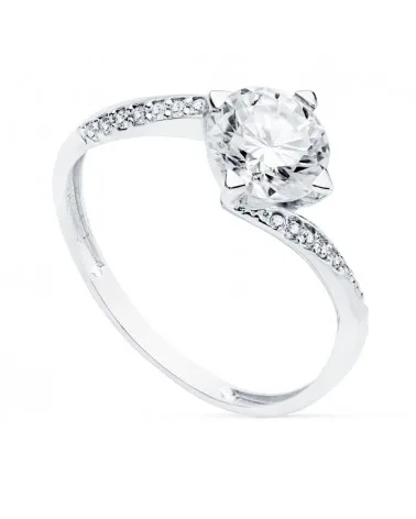 Anillo solitario oro blanco 18k circonita 7mm