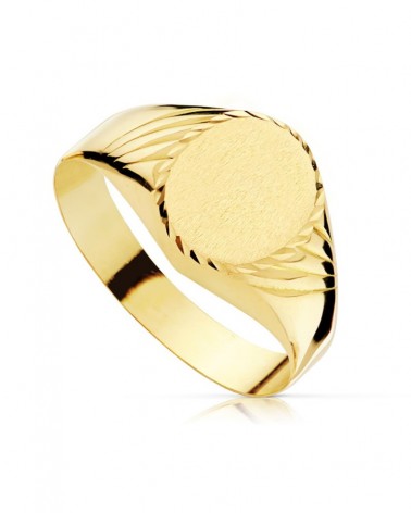 Sello oro 18k amarillo grabado oval 11x10mm