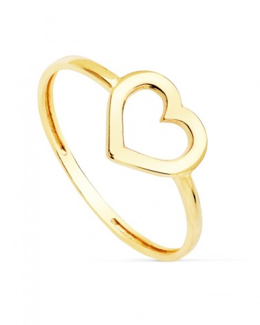 Sortija oro 18k amarillo corazón calado 9mm