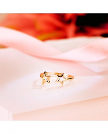 Anillo oro 18k amarillo dos estrellas ajustable 6mm