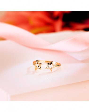 Anillo oro 18k amarillo dos estrellas ajustable 6mm