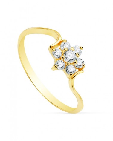 Sortija oro 18k flor circonitas 7mm