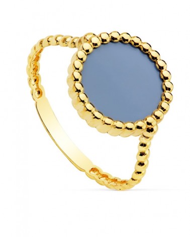 Sortija oro 18k amarillo lapislázuli 10mm bolitas