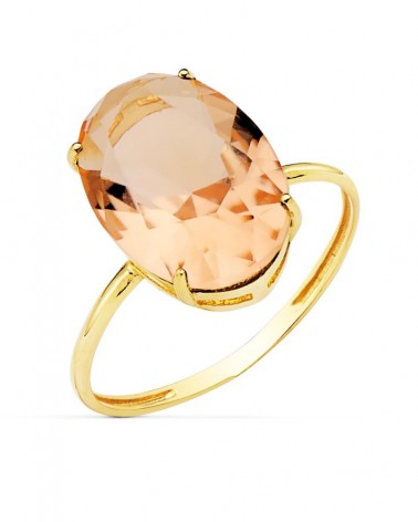 Sortija oro 18k piedra oval color kuncita 14x10mm