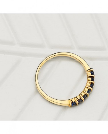 Sortija oro 18k circonitas azules engaste garras