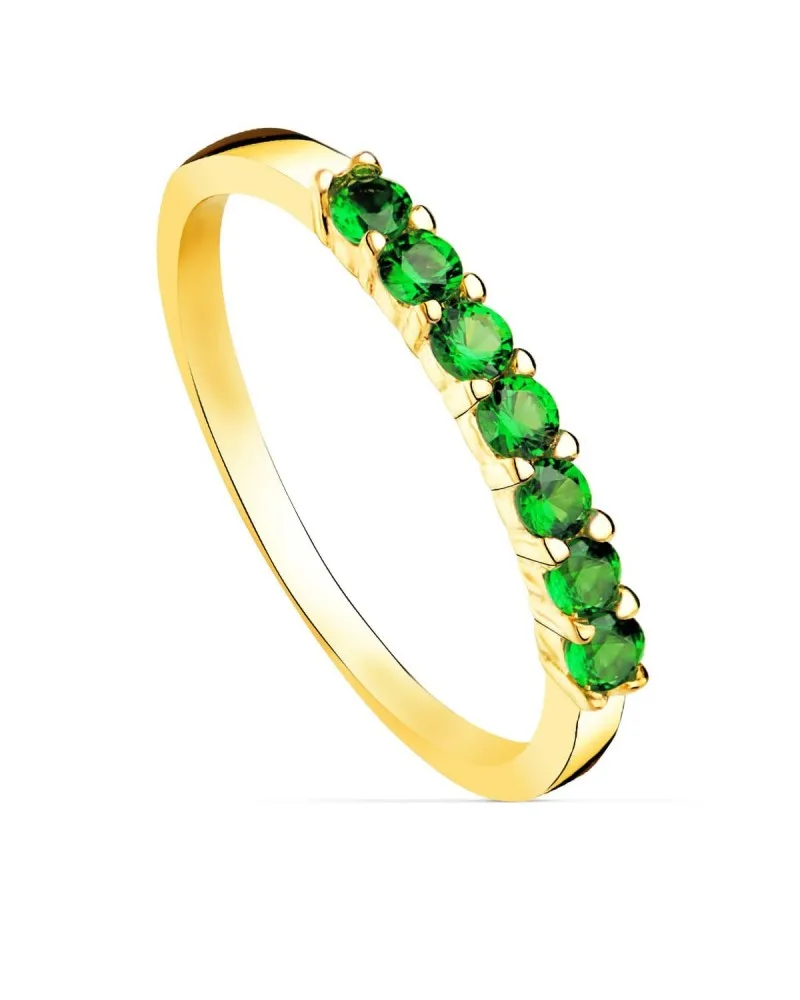 Sortija oro 18k amarillo circonitas verdes 7 piedras