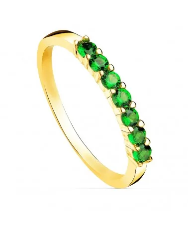Sortija oro 18k amarillo circonitas verdes 7 piedras