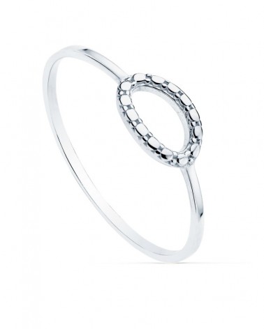 Sortija oro blanco 18k motivo oval texturado 8x5mm