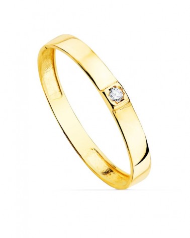 Sortija oro 18k circonita ancho 2,2 mm