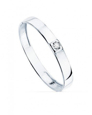 Sortija oro blanco 18k circonita 2,2 mm