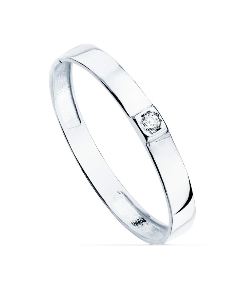 Sortija oro blanco 18k circonita 2,2 mm
