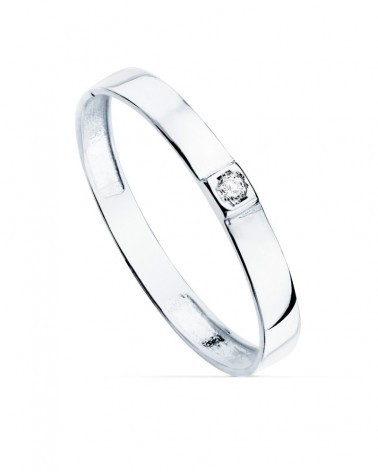 Sortija oro blanco 18k circonita 2,2 mm