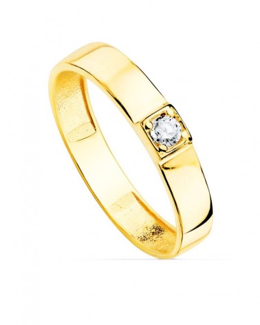 Sortija oro 18k amarillo circonita 3,5 mm