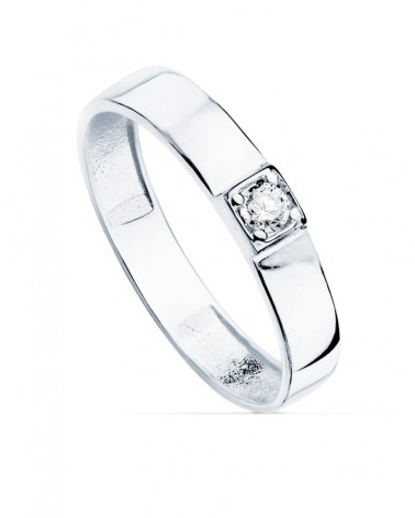Sortija oro blanco 18k circonita 3,5mm