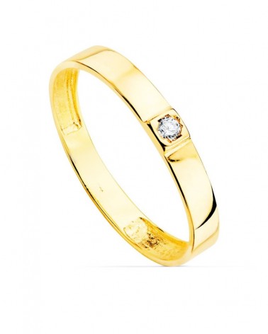 Sortija oro 18k amarillo circonita 3mm