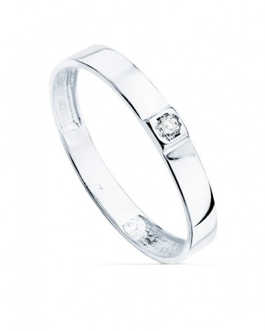 Sortija oro blanco 18k circonita 3mm