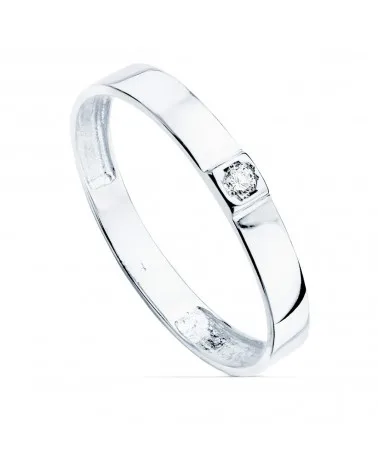 Sortija oro blanco 18k circonita 3mm
